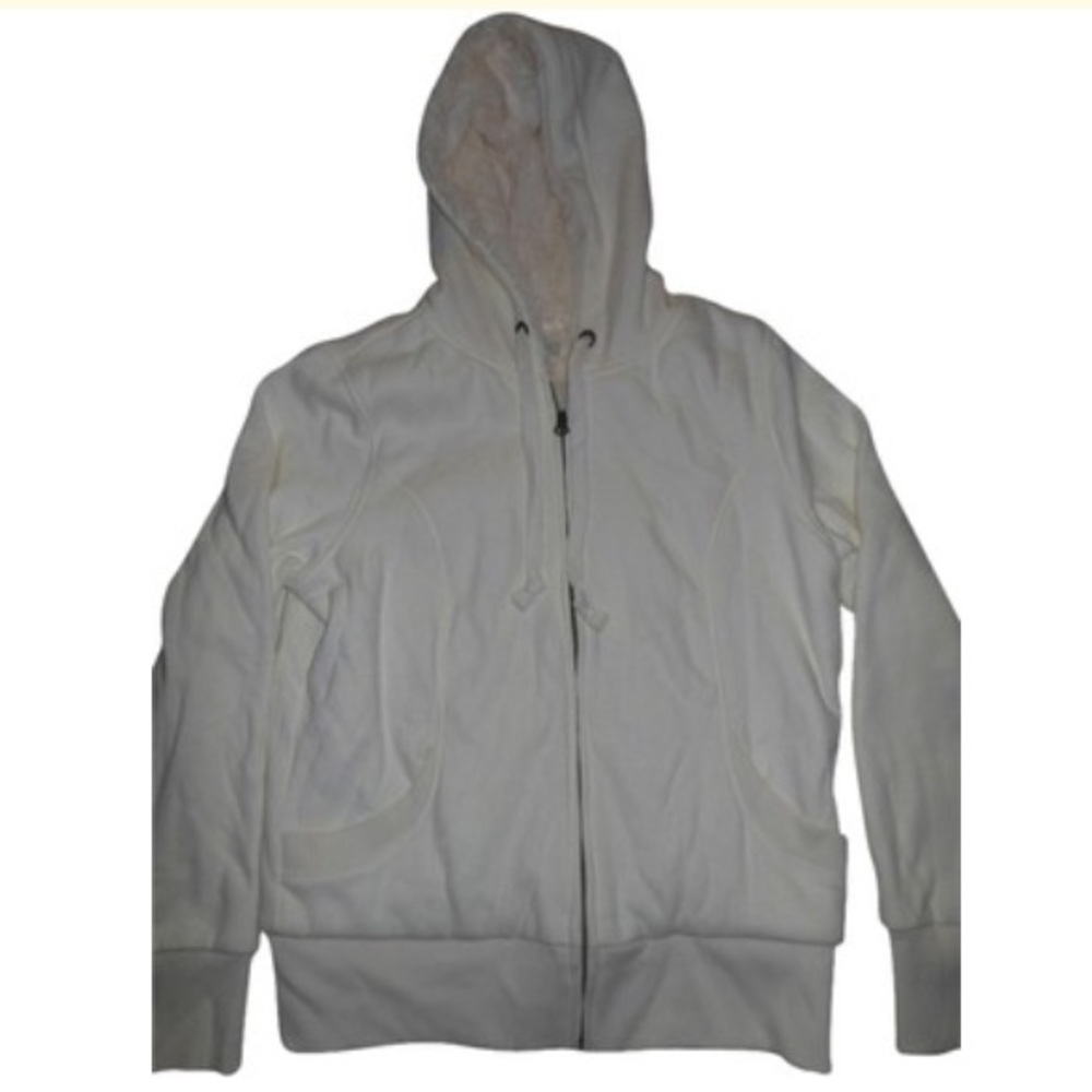 New Old Navy Ivory Fur Zip Up Sweatshirt Jacket Size Medium
